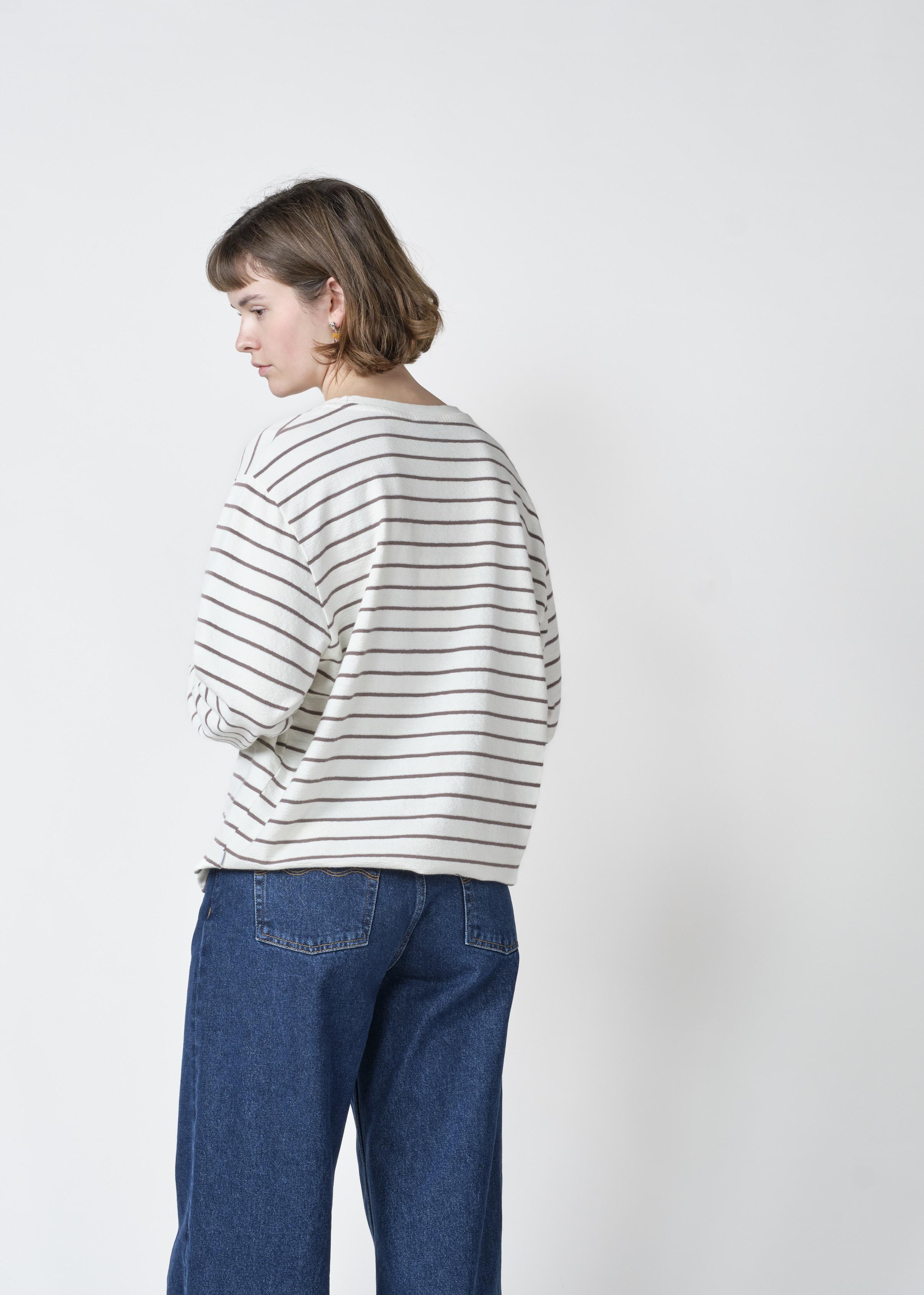 Klitmøller Paulina LS Tee Cream Taupe Damen Streifen Langarm creme